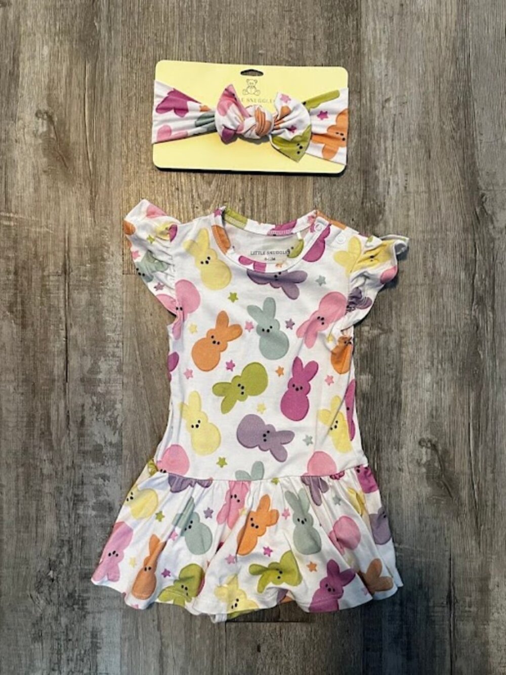 Little Snuggles Pastel Peeps twirl dress 6/12 set